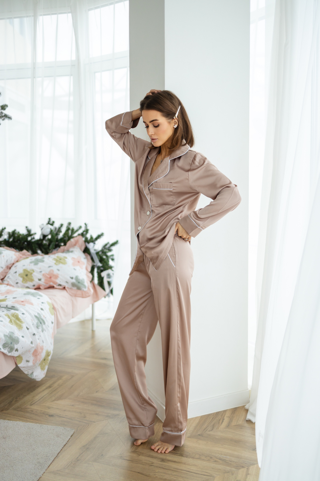EFFORTLESS | Pajama Pants and Shirt • Milky Mocha