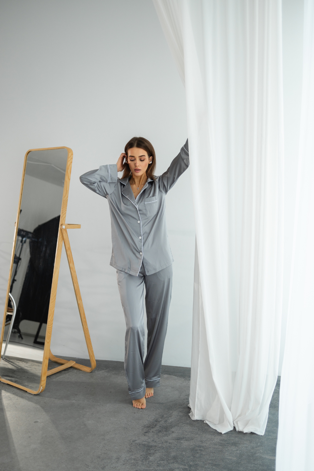 EFFORTLESS | Pyjama-Hose und Hemd • Kaffee-Mokka