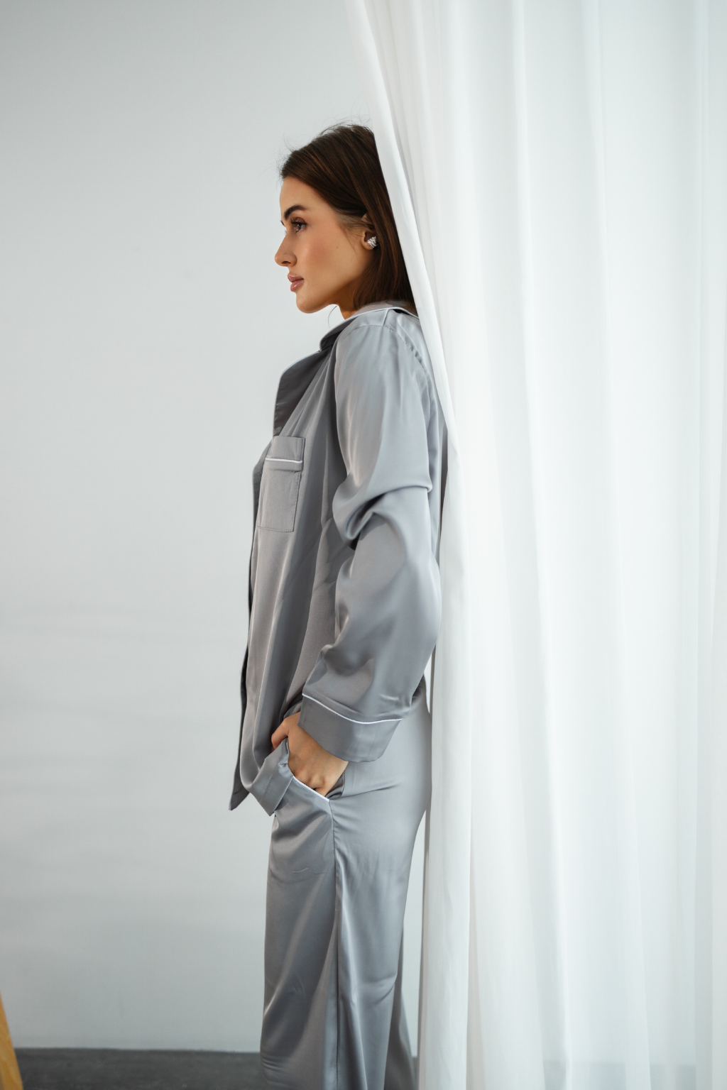 EFFORTLESS | Pyjama-Hose und Hemd • Kaffee-Mokka